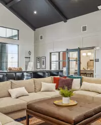 Fully furnished, modern student apartment living room